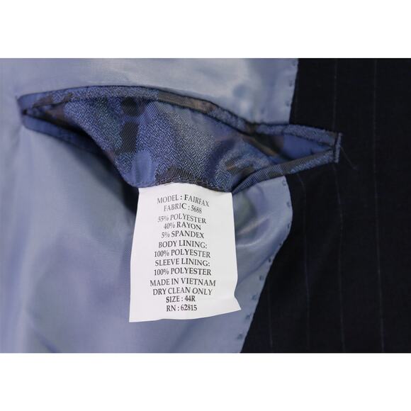 The Savile Row Company Navy Blue Pinstripe Fairfax Suit Drawstring Waist 44R - Picture 8 of 9
